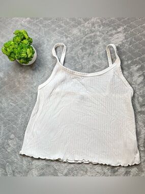 🤍 Coquette Y2K Ribbed Lettuce Hem Cami Tank Top Old Navy XL